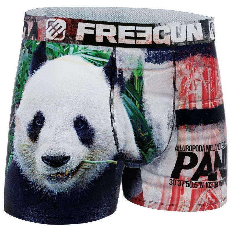 FREEGUN Boxer Homme Microfibre recyclée PAN Noir Blanc PREMIUM