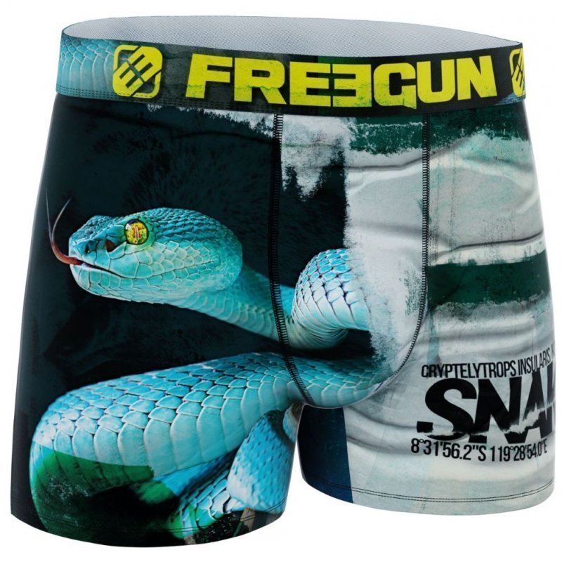 FREEGUN Boxer Homme Microfibre recyclée SNA Bleu Noir PREMIUM