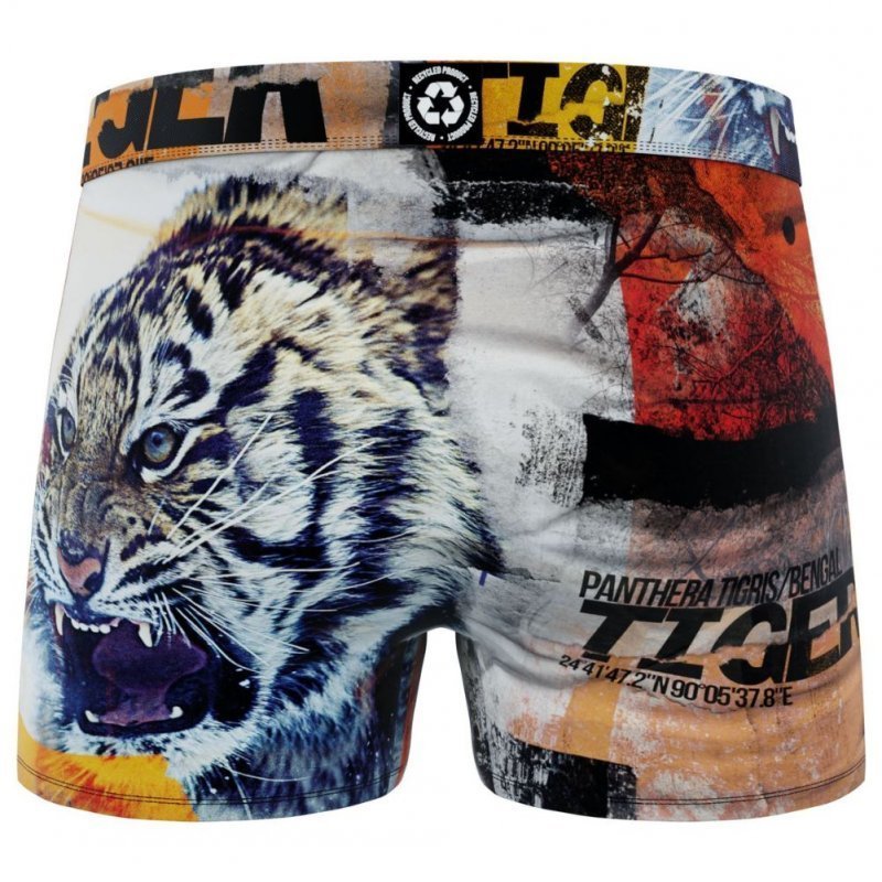 FREEGUN Boxer Homme Microfibre recyclée TIG Orange Noir PREMIUM