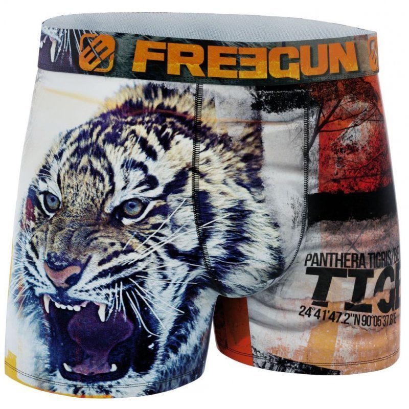 FREEGUN Boxer Homme Microfibre recyclée TIG Orange Noir PREMIUM