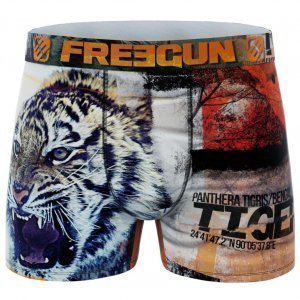 FREEGUN Boxer Homme Microfibre recyclée TIG Orange Noir PREMIUM