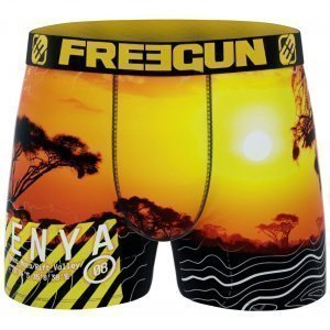 FREEGUN Boxer Homme Microfibre recyclée KEN Jaune Noir PREMIUM