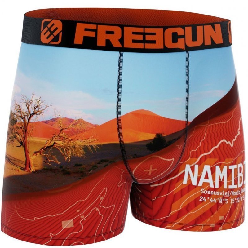 FREEGUN Boxer Homme Microfibre recyclée SOS Rouge Bleu PREMIUM