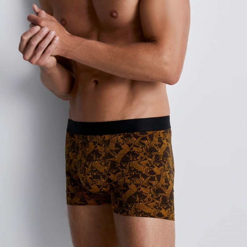 AUBADEMEN Boxer Homme Coton bio GUEP Marron Jaune