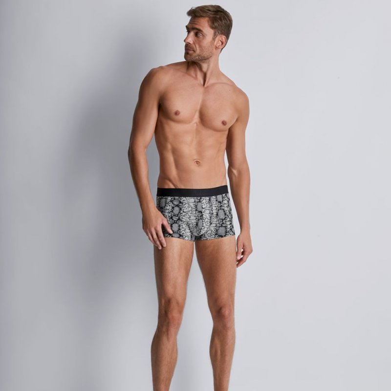 AUBADEMEN Shorty Homme Coton Modal REPT Noir Blanc