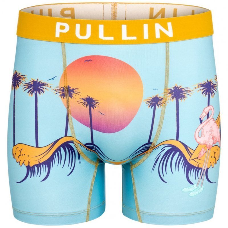 PULL IN Boxer Long Homme Microfibre FLAMINGOS Ciel