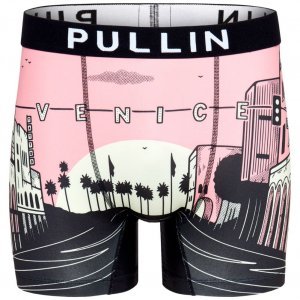 PULL IN Boxer Long Homme Microfibre VENICE23 Rose Noir