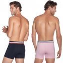 EDEN PARK Lot de 2 Boxers Homme Coton DUOTRICE Rose Marine