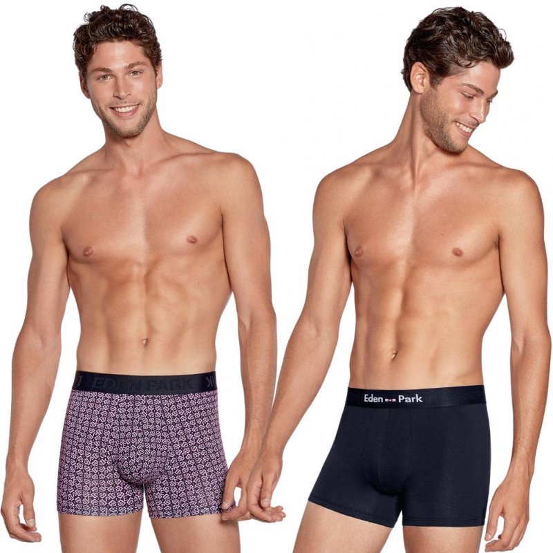 EDEN PARK Lot de 2 Boxers Homme Coton LOGENTRE Rose Marine