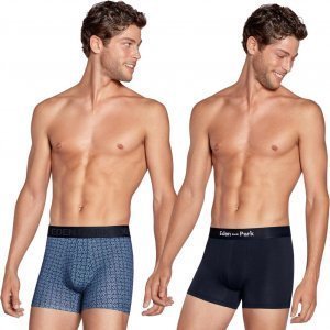 EDEN PARK Lot de 2 Boxers Homme Coton LOGENTRE Azur Marine