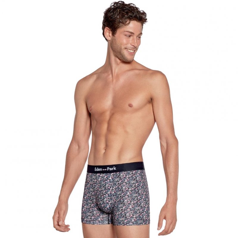 EDEN PARK Boxer Homme Coton FLORAL Rose Marine