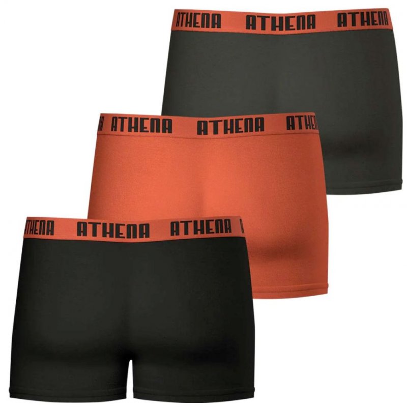 ATHENA 3 Boxers Homme Coton BASIC COLOR Noir Rouge Anthracite