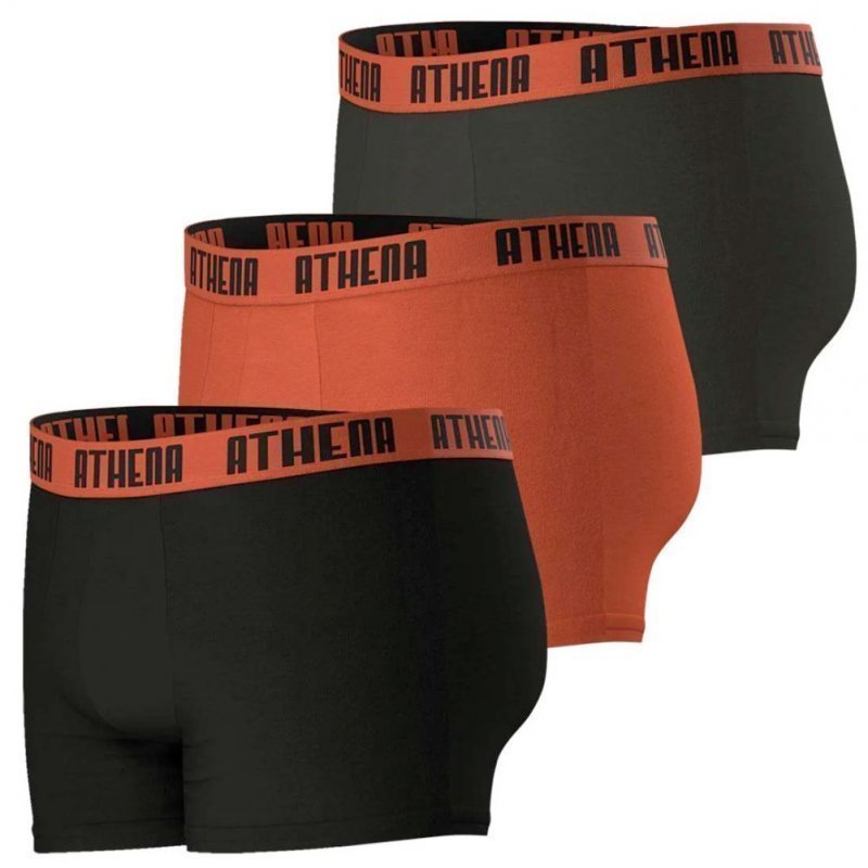 ATHENA 3 Boxers Homme Coton BASIC COLOR Noir Rouge Anthracite