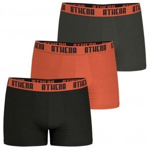 ATHENA 3 Boxers Homme Coton BASIC COLOR Noir Rouge Anthracite