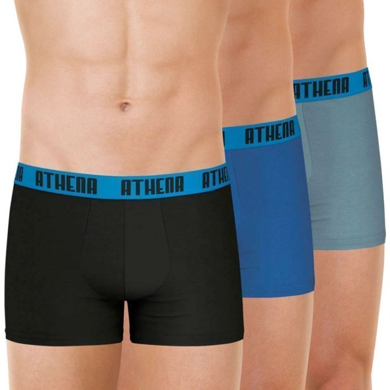 LOT DE 3 Boxer Sous-vêtements Homme BASIC COLOR Noir et Bleu