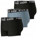ATHENA Lot de 3 Boxers Homme Coton BASIC COLOR Noir Gris Noir