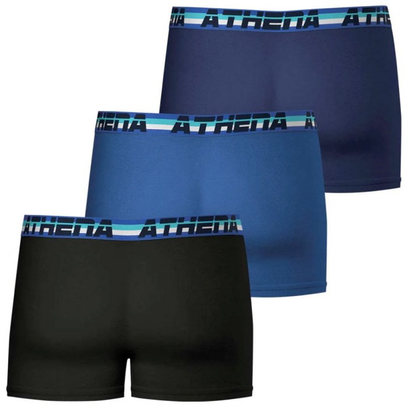 ATHENA Lot de 3 Boxers Homme Coton 720COTON Noir Bleu Marine