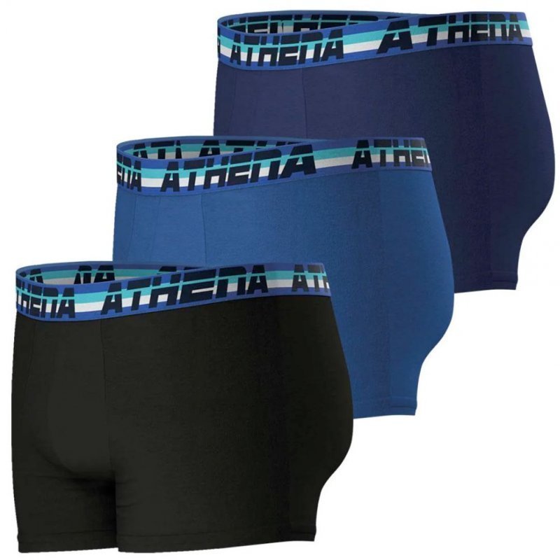 ATHENA Lot de 3 Boxers Homme Coton 720COTON Noir Bleu Marine