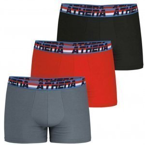 ATHENA Lot de 3 Boxers Homme Coton 720COTON Noir Rouge Ardoise