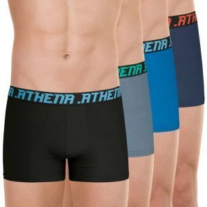 ATHENA Lot de 4 Boxers Homme Coton MYPETITPRIX4 Noir Gris Bleu Marine