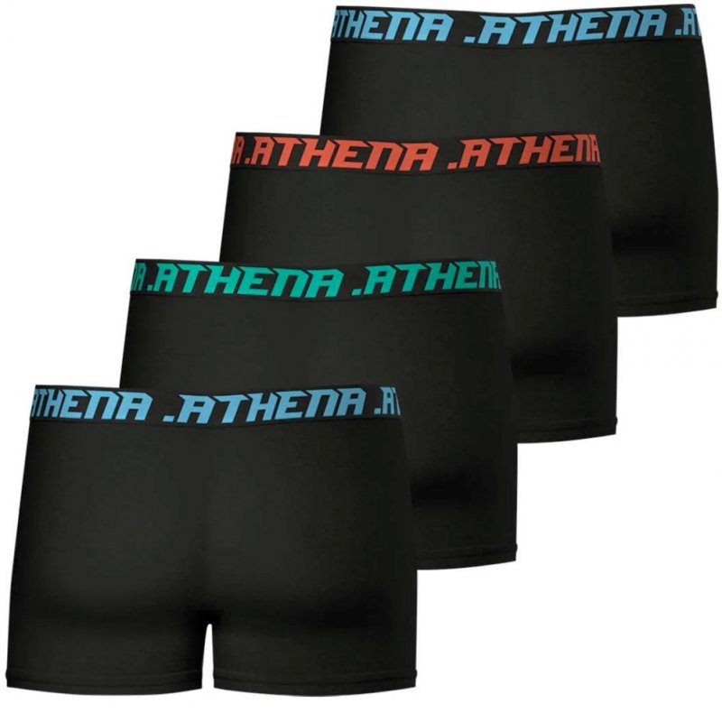 ATHENA Lot de 4 Boxers Homme Coton MYPETITPRIX4 Noir