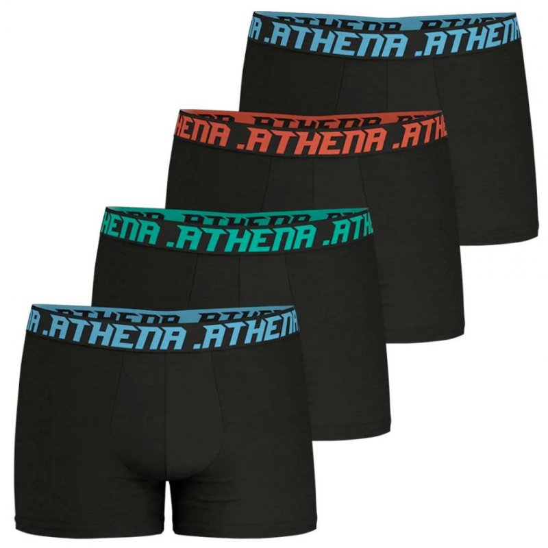 ATHENA Lot de 4 Boxers Homme Coton MYPETITPRIX4 Noir