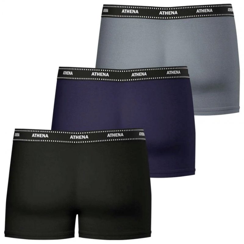 ATHENA Lot de 3 Boxers Homme Coton MYPETITPRIX3 Noir Marine Gris