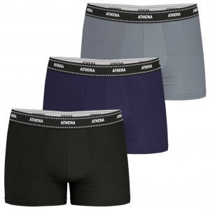 ATHENA Lot de 3 Boxers Homme Coton MYPETITPRIX3 Noir Marine Gris