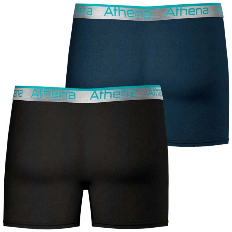 ATHENA Lot de 2 Boxers Long Homme Microfibre 720ADJUST Noir Pétrole