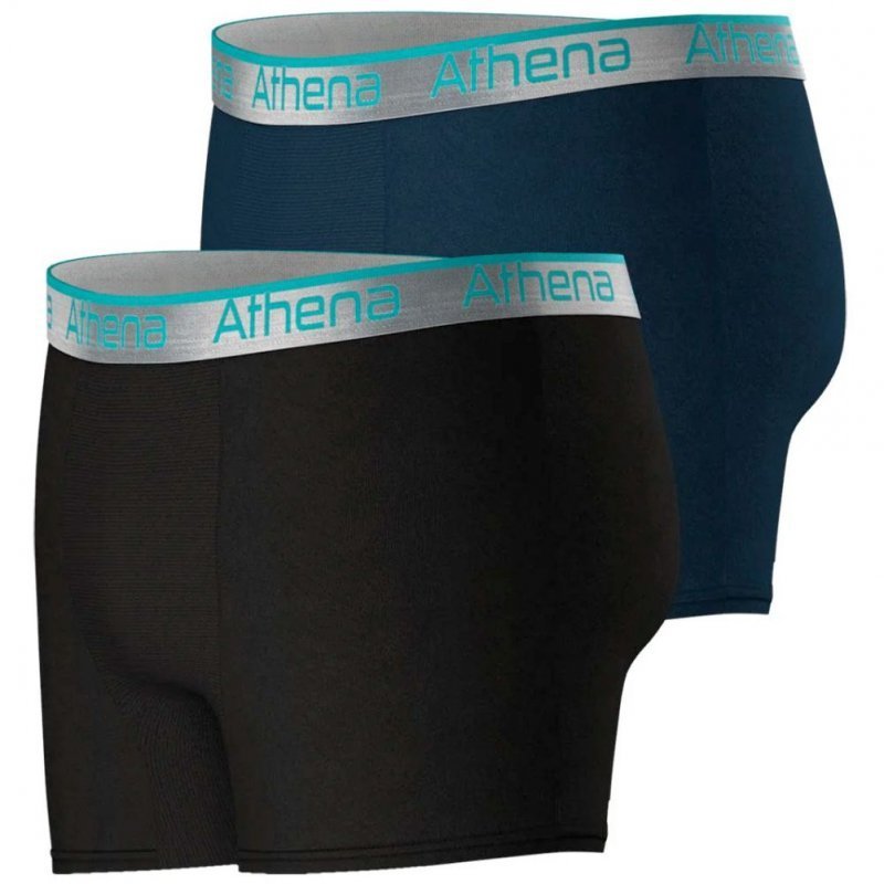 ATHENA Lot de 2 Boxers Long Homme Microfibre 720ADJUST Noir Pétrole