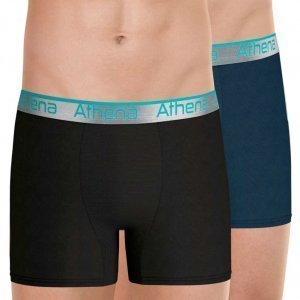 ATHENA Lot de 2 Boxers Long Homme Microfibre 720ADJUST Noir Pétrole