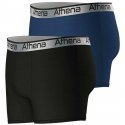 ATHENA Lot de 2 Boxers Long Homme Microfibre 720ADJUST Noir Bleu