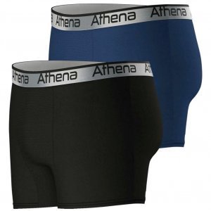 ATHENA Lot de 2 Boxers Long Homme Microfibre 720ADJUST Noir Bleu