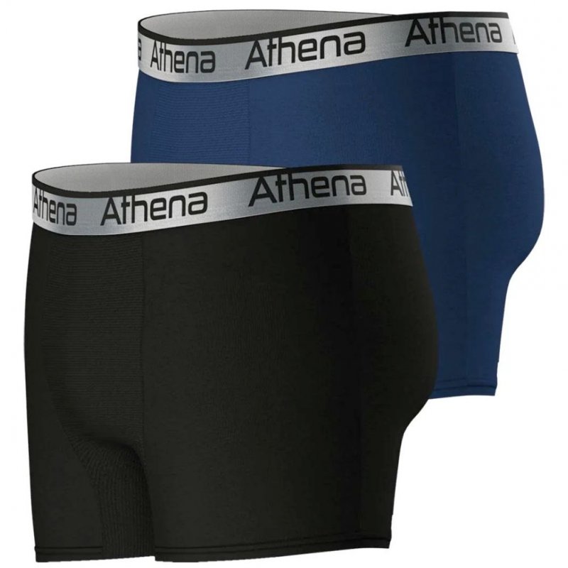 ATHENA Lot de 2 Boxers Long Homme Microfibre 720ADJUST Noir Bleu