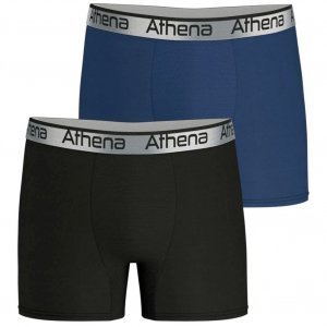ATHENA Lot de 2 Boxers Long Homme Microfibre 720ADJUST Noir Bleu