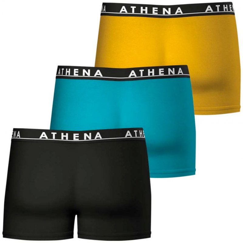 ATHENA Lot de 3 Boxers Homme Coton EASY COLOR Noir Noir