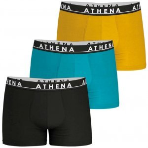 ATHENA Lot de 3 Boxers Homme Coton EASY COLOR Noir Noir