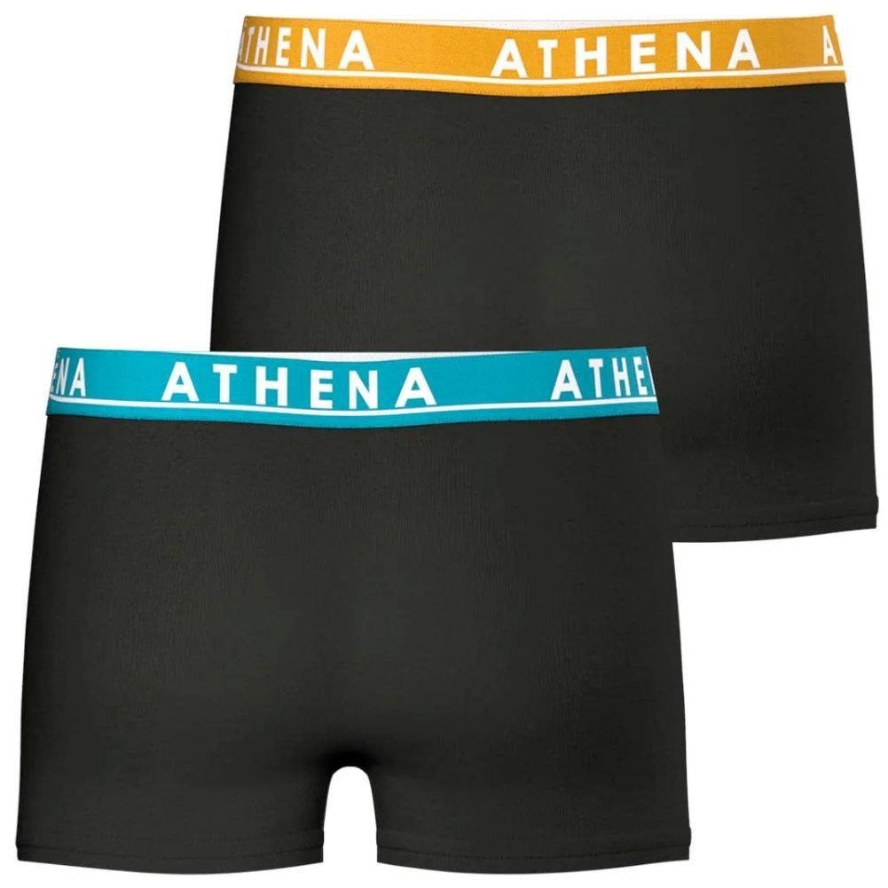 ATHENA Lot de 2 Boxers Garcon Coton EASYCOLOR Noir Noir