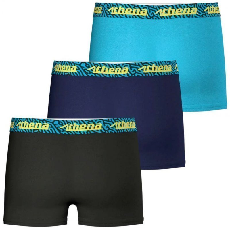 LOT DE 3 Boxer Sous-vêtements Garçon EASYFUN Noir et Marine