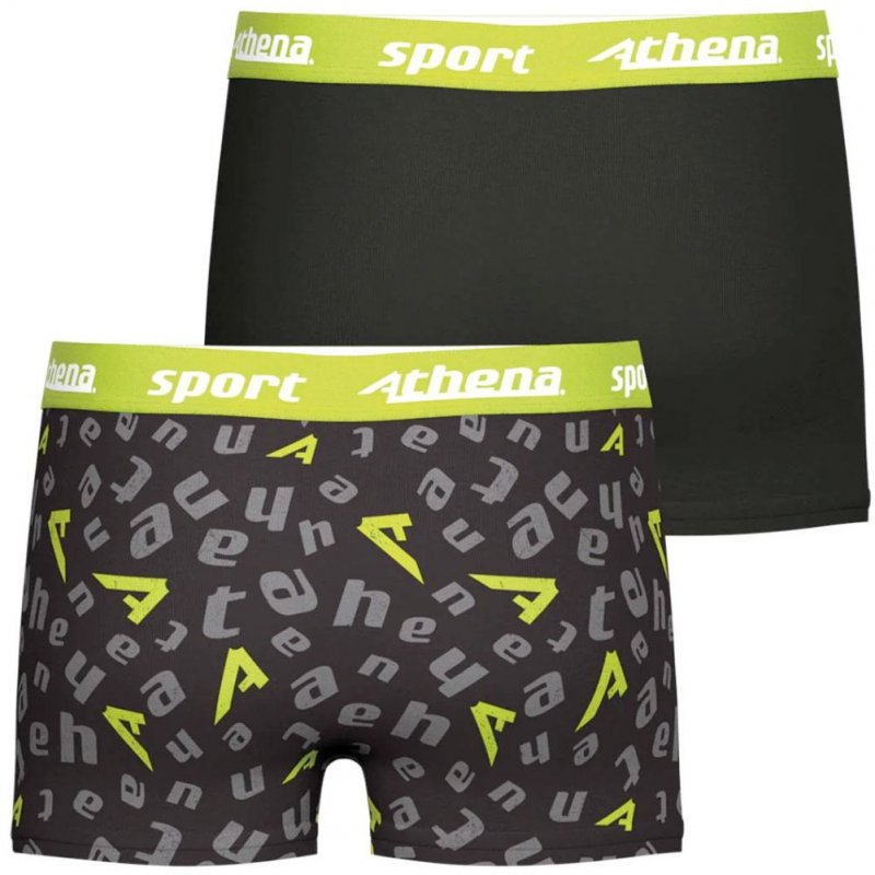 LOT DE 2 Boxer Sous-vêtements Garçon SPORTPACK Noir et Anis