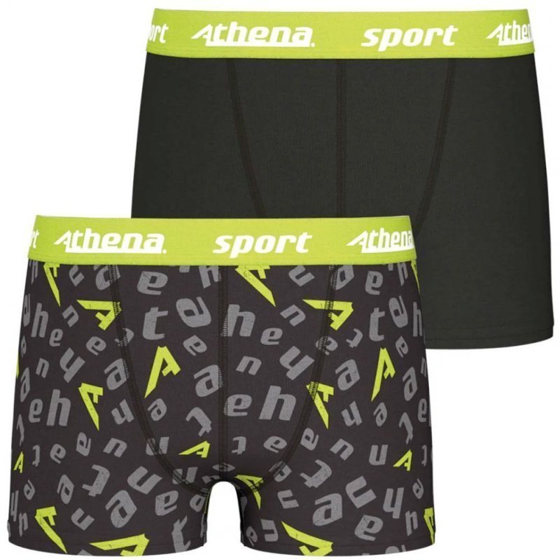 LOT DE 2 Boxer Sous-vêtements Garçon SPORTPACK Noir et Anis