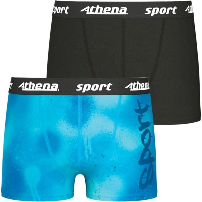 LOT DE 2 Boxer Sous-vêtements Garçon SPORTPACK Noir et Bleu