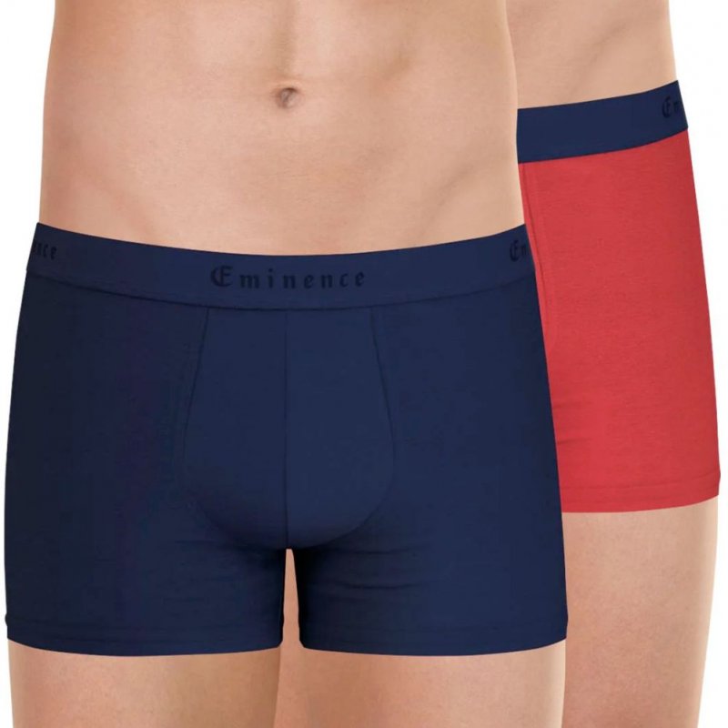 EMINENCE Lot de 2 Boxers Homme Coton FAIT EN FRANCE Marine Rouge