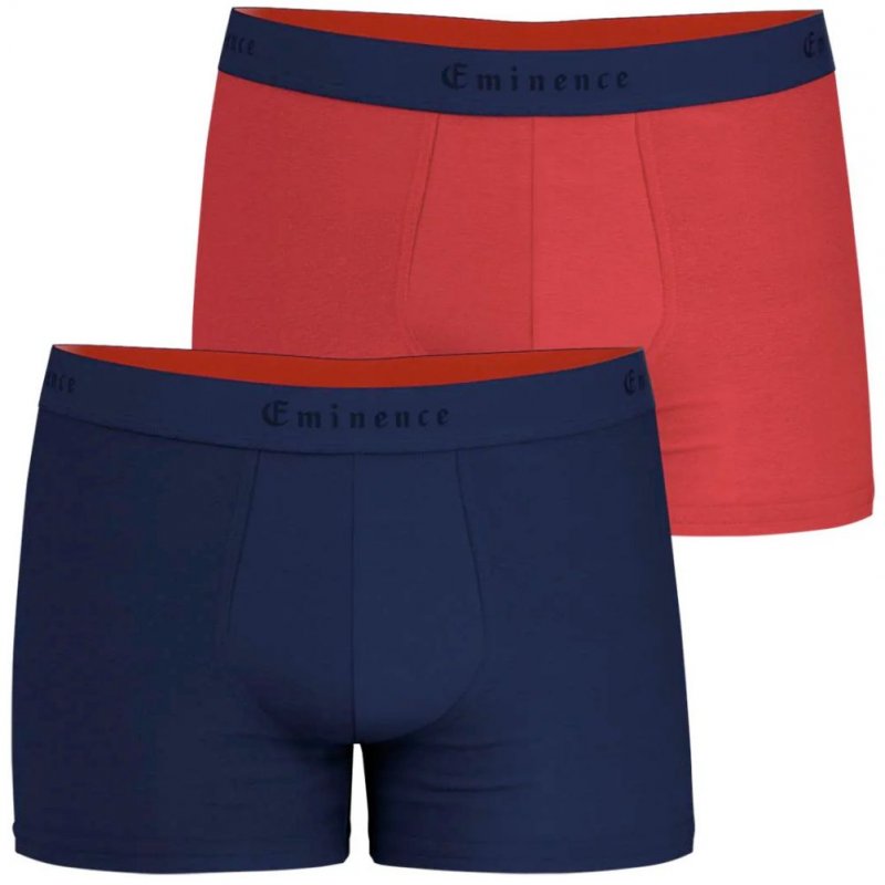 EMINENCE Lot de 2 Boxers Homme Coton FAIT EN FRANCE Marine Rouge