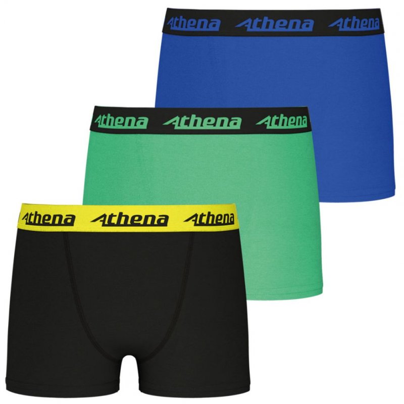 ATHENA Lot de 3 Boxers Garçon Coton TRIOCHOC Encre Gris Noir