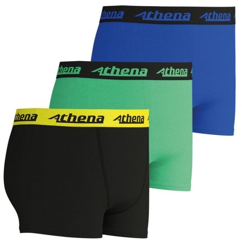 ATHENA Lot de 3 Boxers Garçon Coton TRIOCHOC Encre Gris Noir