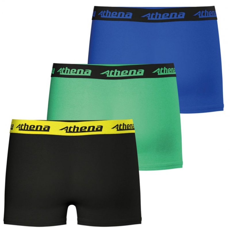 ATHENA Lot de 3 Boxers Garçon Coton TRIOCHOC Encre Gris Noir
