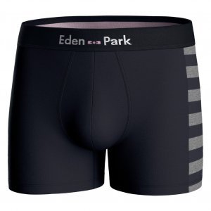 EDEN PARK 2 Boxers Homme Coton DUOSTRIP Gris chiné foncé Marine