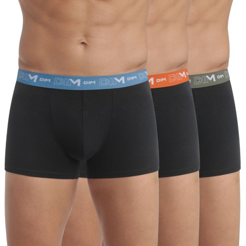 LOT DE 3 Boxer Sous-vêtements Homme STRETCH Noir et Orange