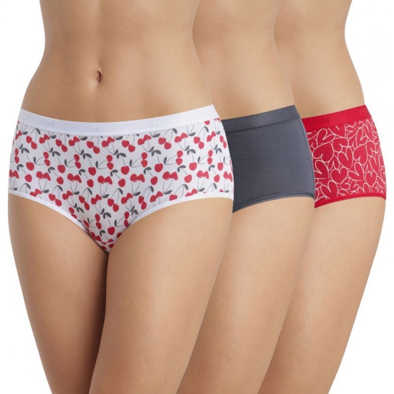 LOT DE 3 Boxer Sous-vêtements Femme POCKETS STRETCH Rouge et Blanc